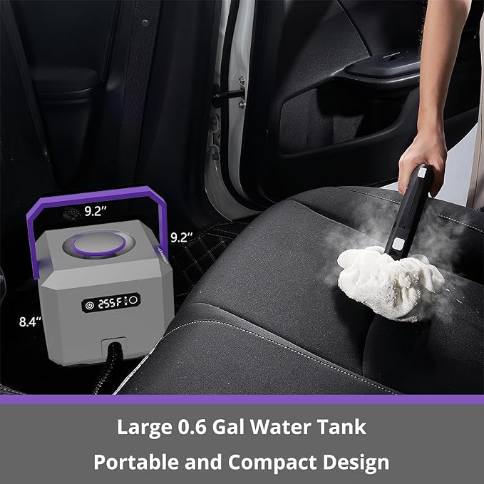 Steam Cleaner: Fast 50-Sec Heat-Up-21-Piece Kit-0.6Gal (2.2L) Tank Refill Anytime-No Cooling-Detachable Hose Multi Steamer Mop for Home Car Bed Furniture Tile Grout Floor Kitchen Cleaning Grey