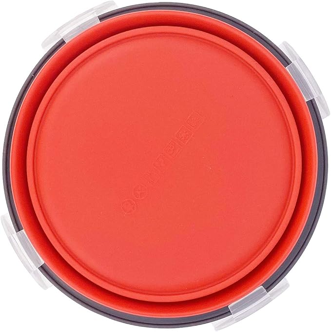 CARTINTS 1200ml Large Collapsible Meal Prep Containers, Reusable Silicone Food Storage Containers, Stackable Fridge Storage Containers, With Leakproof Lids, Microwave and Freezer Safe, Red