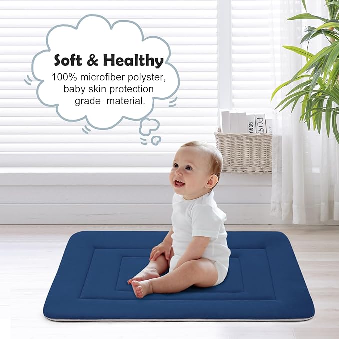 JoicyCo Dog Beds Soft Dog Crate Bed Pad Mat, 36 in Non Slip Bottom Washable Beds for Medium and Large Dogs, Pet Bed Mattress Kennel Pad, Dark Blue