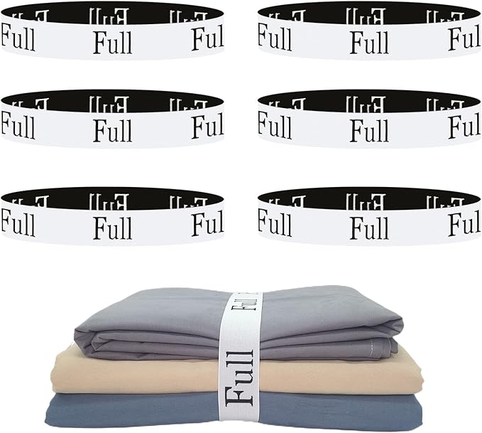 6 Pieces Bed Sheet Organizer Bands, Sheet Organizers and Storage Label Bands, Sheet Label for Bedding, Sheets Organizer for Closet,Sheet Keepers Linen Labels Bedding Bands (Full)