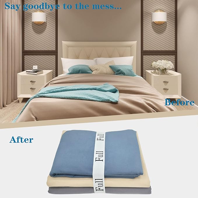 6 Pieces Bed Sheet Organizer Bands, Sheet Organizers and Storage Label Bands, Sheet Label for Bedding, Sheets Organizer for Closet,Sheet Keepers Linen Labels Bedding Bands (Full)