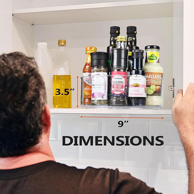 Lazy Susan Organizer, 2pcs 360 Degree Rotating Turntable Organizer, Round Plastic Clear Lazy Susan Turntable Food Storage Container for Kitchen, Fridge Organizer