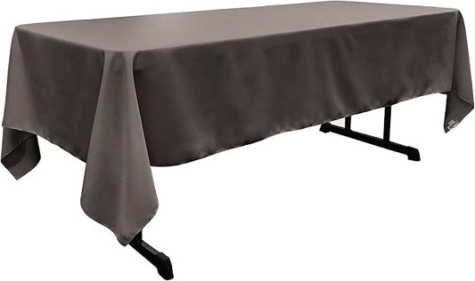 LA Linen Polyester Poplin Washable Rectangular Tablecloth, Stain and Wrinkle Resistant Table Cover 60x120, Fabric Table Cloth for Dinning, Kitchen, Party, Holiday 60 by 120-Inch, Charcoal