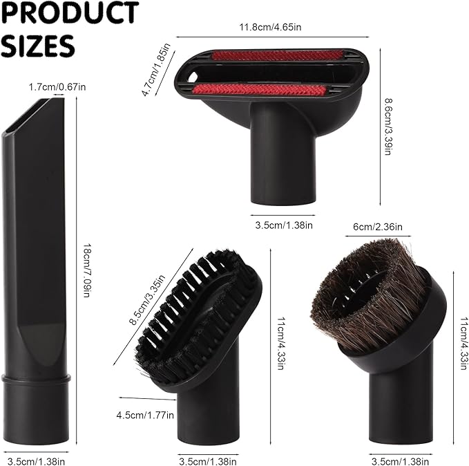 Vacuum Cleaner Brush Attachment Compatible With Eureka NEU181A NEU182A NEU182B NEU181D NEU280 NEU202 NEU10AE5 NEU10AE4 Upholstery tool,Dusting brush,Crevice tool,Horsehair brush Replacement Parts