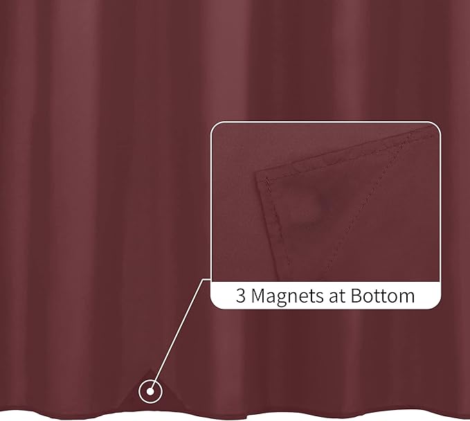ALYVIA SPRING Burgundy Red Fabric Shower Curtain Liner Waterproof - Soft Hotel Quality Cloth Shower Liner with 3 Magnets, Light-Weight & Machine Washable - Standard Size 72x72, Burgundy