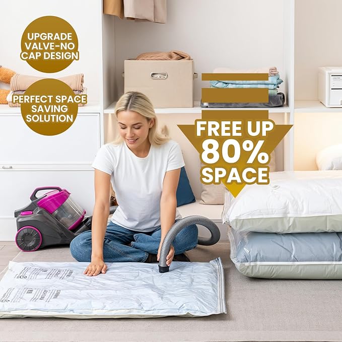 TAILI 4 Pack Vacuum Storage Bags, Jumbo Vacuum Seal Bags for Clothing (40x31 Inch), Space Saver for Bulky Bedding, Comforters, Blankets, Pillows, Large Closet Organization and Storage