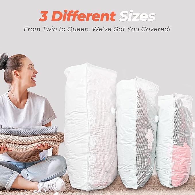 Vacuum Seal Bags for Clothing with Rechargeable Cordless Pump, 12 Pack Compression Packing Bags, Space Saver Storage for Seasonal Clothes Bedding Blanket Pillows Comforters Luggage Travel