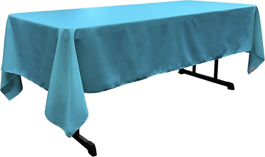 LA Linen Polyester Poplin Washable Rectangular Tablecloth, Stain and Wrinkle Resistant Table Cover 60x102, Fabric Table Cloth for Dinning, Kitchen, Party, Holiday 60 by 102-Inch, Turquoise Dark