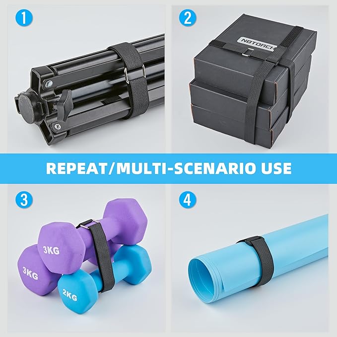 1" x 15ft Nylon Hook and Loop Cable Straps Roll with 20 Plastic Buckles - Reusable, Adjustable, Cut-to-Length for Organizing Cords, Wires & Storage Solutions