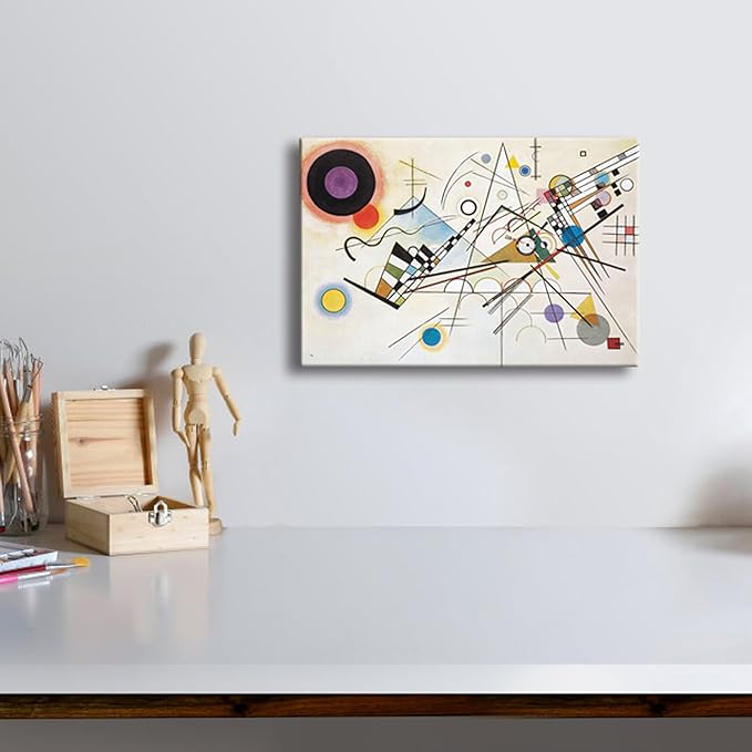 Wieco Art Canvas Wall Art Wassily Kandinsky Composition Viii Picture Print of Famous Paintings Canvas Prints Abstract Wall Art for Living Room Home Decor and Wall Decorations