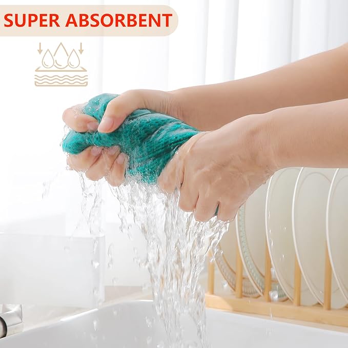 Homaxy 100% Cotton Waffle Weave Kitchen Dish Cloths, Ultra Soft Absorbent Quick Drying Dish Towels, 12 x 12 Inches, 6-Pack, Teal