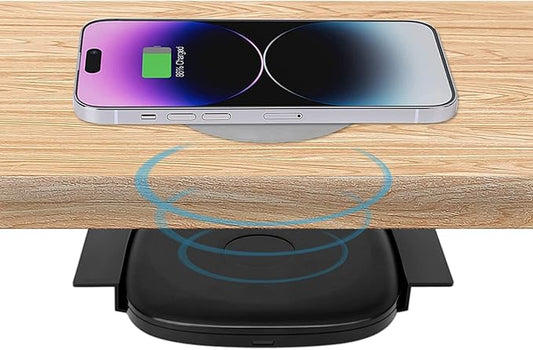 1.57"(40mm) NiiTTER Invisible Wireless Charger, Under Desk Wireless Charger, Under Counter Charging for iPhone 17/16/15/14/13/12/ Samsung Galaxy S25/S24/S23/S22/S21(Adapter Included)