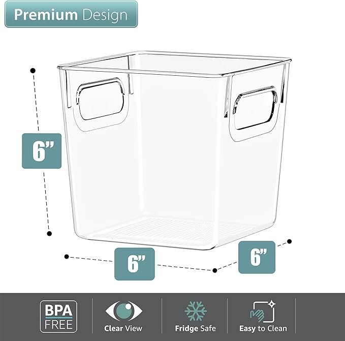 Sorbus Small Clear Plastic Storage Bins for Shelves, Clothes, with Handle - Clear Storage Bins, Drawer, Shelf, Closet, Pantry, Fridge, Freezer Organizer Bins, Closet Organizers and Storage (2 pack)