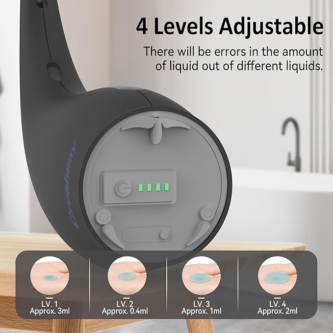 Adjustable Automatic Soap Dispenser Touchless, 4 Adjustable Levels Touchless Sensor Liquid Soap Pump Dispenser，300ml Rechargeable Magnetic Charging Hand Soap Dispenser for Kitchen，Bathroom
