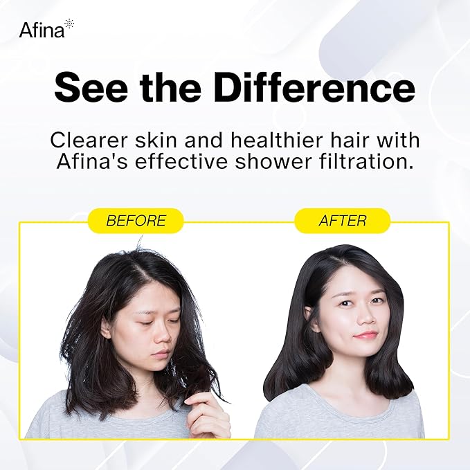 Afina Shower Filter For Hard Water - Removes 99% Chlorine, Harmful Substances & Heavy Metals - Improves your Skin & Hair (Chrome)