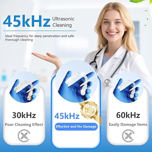 Ultrasonic Retainer Cleaner Machine 45khz Cleaning Pod for Denture Cleaner 200ml Mouth Guard, Aligner, Night Guard, Jewelry, 4 Cleaning Modes Digital Timer, Gifts for Women, Christmas Gifts, Pink