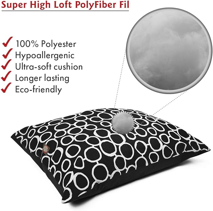 Majestic Pet Rectangle Large Dog Bed Washable – Non Slip Comfy Pet Bed – Dog Crate Bed Super Value Pillow Dog Bed – Dog Kennel Bed for Sleeping - Dog Bed Large Breed 46 x 35 Inch – Fusion Black