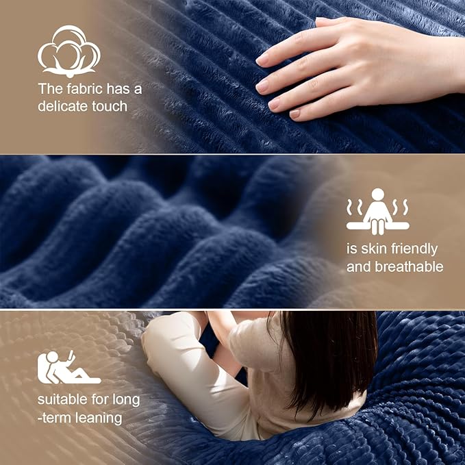 Bean Bag Chair for Adults, Floor Bean Bags Offers Ample Space for Adults,Memory Foam Giant Bean Bags,Lounger Versatile Design Suits Any Room,Movie Nights,Reading (Striped Blue, 6FT)