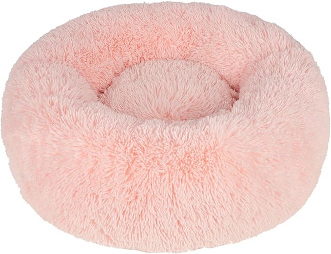 Best Pet Supplies Dog House Bed Crate Mat Tent Indoor Round Soft Plush for Small, Medium, and Large Breeds - Pink, 27 x 27 x 7.5