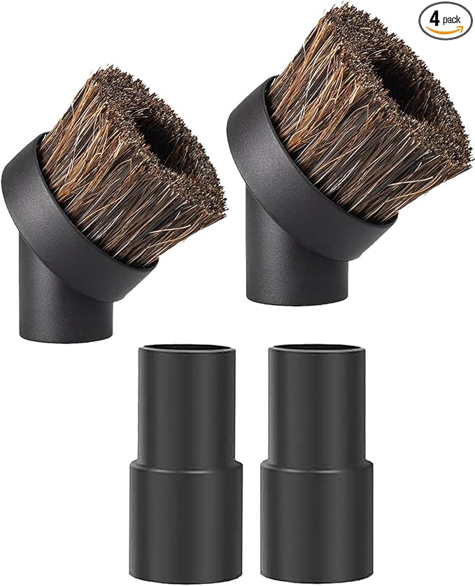 4PACK- Horse Hair Brush Vacuum Attachment Set, Round Dust Brushs for Shark Vacuum Brush Attachment, For Shark Vacuum Attachments & Brushes With Vacuum Hoses Adapter