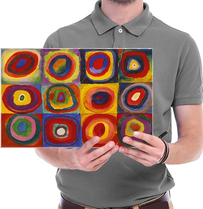 Wieco Art Squares with Concentric Circles Canvas Wall Art Print of Wassily Kandinsky's Famous Paintings Abstract Wall Art for Wall Decor Living Room Bedroom Home Decorations