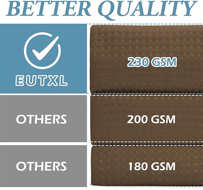 Brown Stall No Hook Shower Curtain with Snap in Liner,230GSM Waffle Weave Shower Curtains for Bathroom,54W x 80H