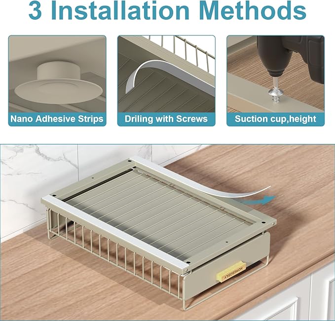 Under Sink Organizer - Under Sink Organizers and Storage Shelves, Multi-Use Kitchen and Bathroom Pull Out Cabinet Organizer with Sliding Drawers, Bathroom Cabinet Organizer, Gray