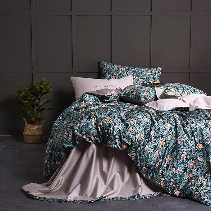 Duvet Cover King Size Set Boho Floral Pattern Vintage Soft Bedding Leaf Print Paisley Duvet Cover with Pillowcases