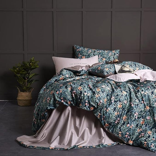 Duvet Cover King Size Set Boho Floral Pattern Vintage Soft Bedding Leaf Print Paisley Duvet Cover with Pillowcases