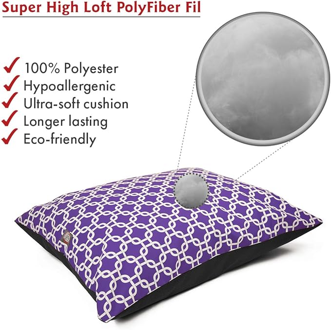 Majestic Pet Rectangle Medium Dog Bed - Non-Slip Washable Comfy Crate Pillow for Sleeping - Kennel Bed for Medium Breed, 35 x 28 Inch, Links Purple