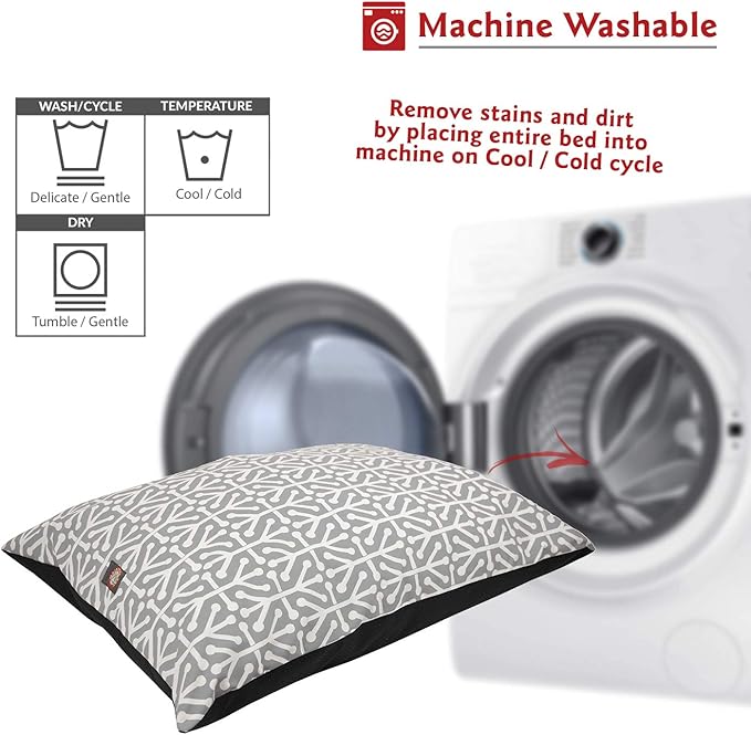 Majestic Pet Rectangle Medium Dog Bed Washable – Non Slip Comfy Pet Bed – Dog Crate Bed Super Value Pillow Dog Bed – Dog Kennel Bed for Sleeping - Dog Bed Medium Breed 35 x 28 Inch – Aruba Gray