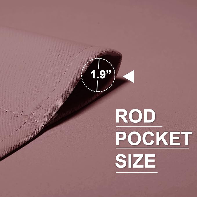 RYB HOME Bedroom Curtains Blackout - Light Block Energy Efficiency Small Window Treatment Drapes for Kitchen Dining Baby Nursery Morden Decor, W 42 x L 54 inch, Dusty Rose, 2 Panels