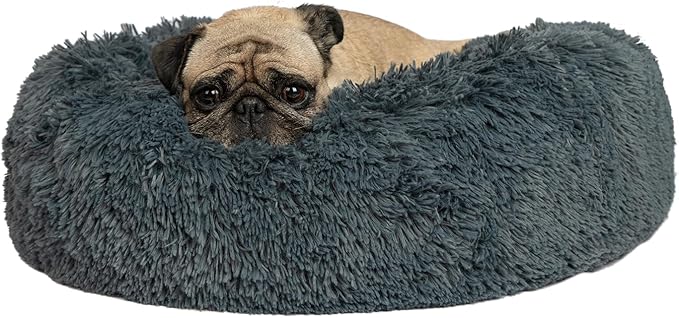 Best Pet Supplies Dog House Bed Crate Mat Tent Indoor Round Soft Plush for Small, Medium, and Large Breeds - Gray, 30 x 30 x 8