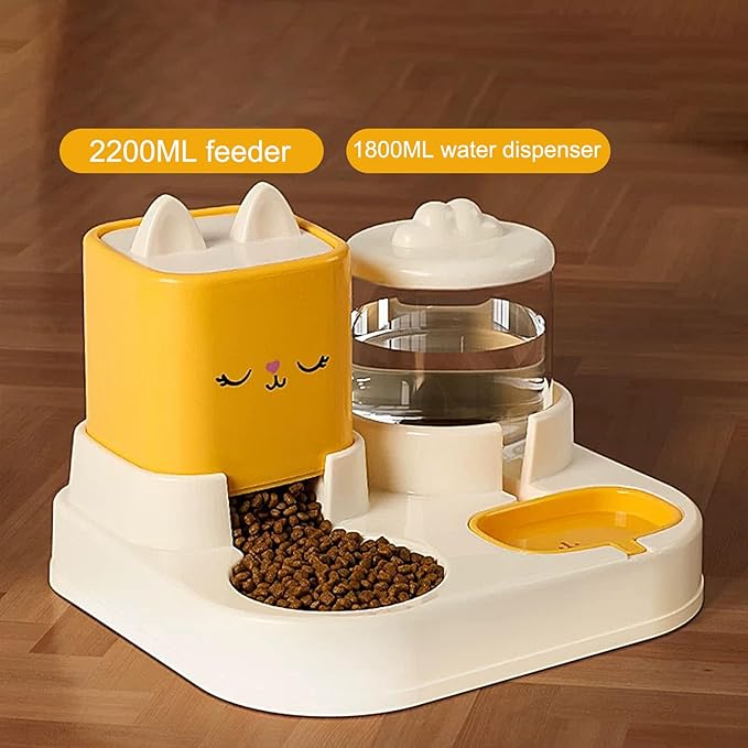 Automatic Dog Feeder and Water,Large Capacity Dog Food Container Water Dispenser - Automatic Pet Feeder Double Bowls, Dry and Wet Separation Feeding Station for Dogs Cats