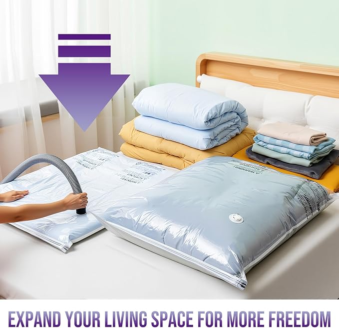 TAILI 12 Pack Combo Vacuum Storage Bags, Vacuum Seal Bags for Clothing (4 Jumbo, 4 Large, 4 Medium), Space Saver for Bulky Beddings, Comforters, Blanket, Closet Organization Space Saving