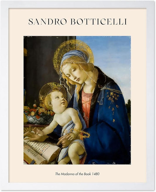 Poster Master Sandro Botticelli Poster - Portrait of A Young Man Print - Italian Art - Renaissance Art - Man in Beretta Hat Art - Portrait Art - Classic Living Room Decor, 11x14 White Framed