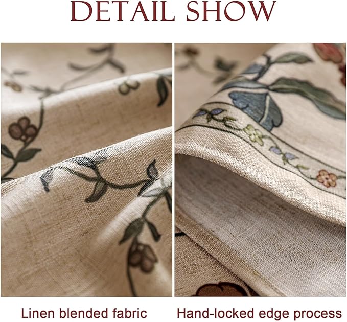 patdrea Designer Vintage Linen Round Table Cloth,Durable Breathable Floral Tablecloth,Dacorative Table Covers for Kitchen Dining Tea Party,Holiday,Christmas,Thanksgiving,Diameter 67"-Oliveirad