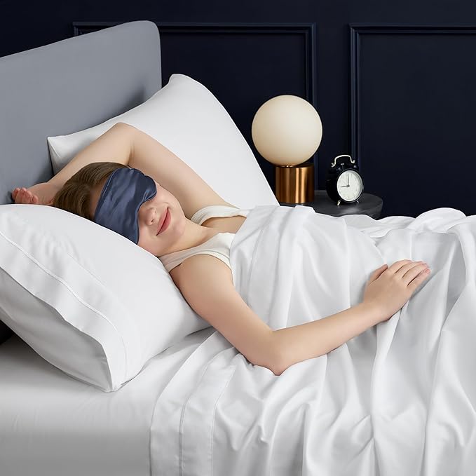 CASUAL LIVING Full Sheets Set 4 Piece Cooling Sheets with 2 Pillowcases Soft Microfiber Hypoallergenic Washable Bed Set Deep Pocket Lightweight Bedding Elasticized for Bedroom, Full, White