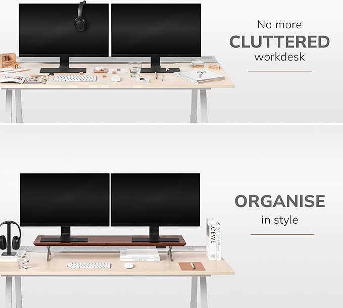 Anji Mountain Monitor Stand - Desktop Organizer & Laptop Riser, Ergonomic Monitor Riser, Space-Saving Monitor Stand for Desk, Durable Construction, Easy Assembly, Ideal for Home & Office,Black