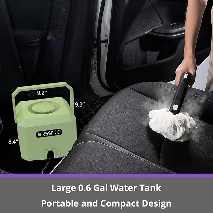 Steam Cleaner: 1650W, Fast 50-Sec Heat-Up-21-Piece Kit Refill Anytime-No Cooling-Detachable Hose Steamer Mop for Home Use Car Bed Furniture Bathroom Tile Grout Floor Cleaning And More Green