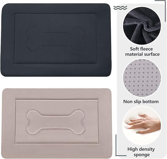 JoicyCo Dog Bed Soft Dog Crate Pad Mat for Medium/Large Dogs 36 in Non-Slip Bottom Washable Dog Sleeping Mattress Pet Beds Cat Bed Kennel Pad, Dark Gray