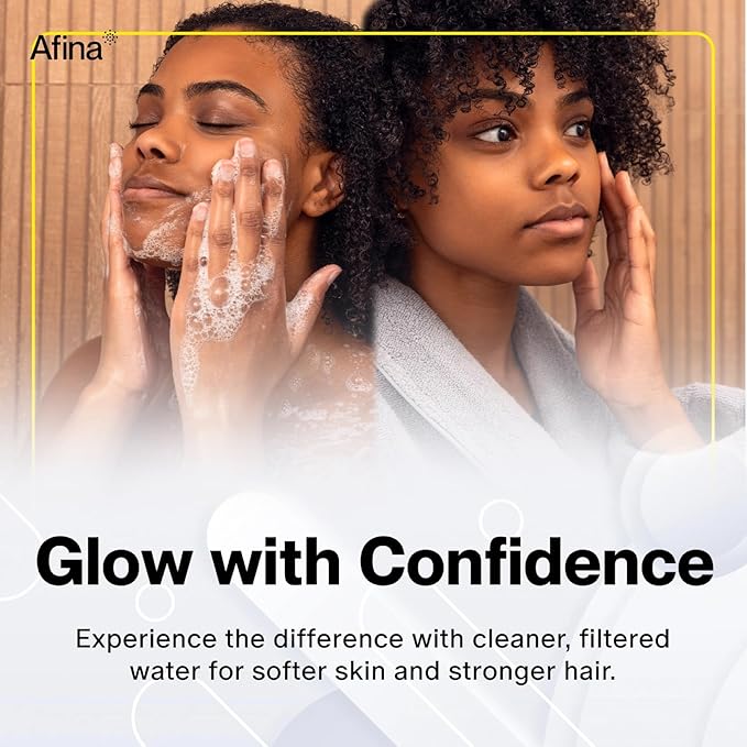 Afina Shower Filter For Hard Water - Removes 99% Chlorine, Harmful Substances & Heavy Metals - Improves your Skin & Hair (Black)