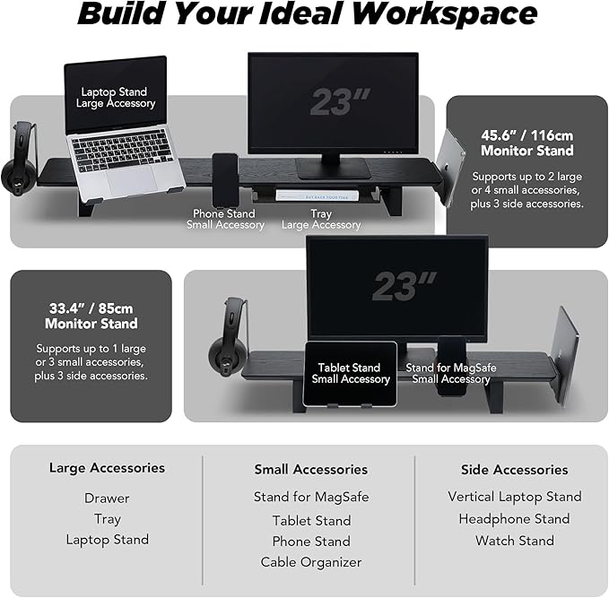 Moodular Add-ons Watch Stand for Smart Watch (Charger Not Included) [Accessory Only - Requires Moodular Wooden Monitor Stand Slide Rails for Use] Black MSA-WS