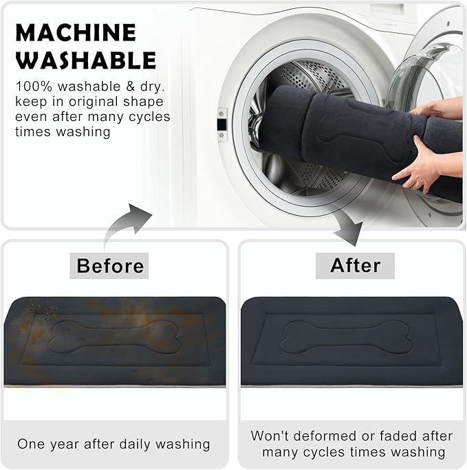 JoicyCo Extra Large Dog Bed Soft Dog Crate Pad Mat 48 in Non-Slip Bottom Washable Dog Sleeping Mattress Pet Beds Cat Bed Kennel Pad, Dark Gray