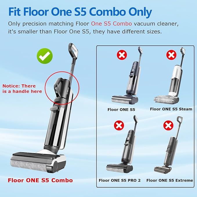 【Only S5 Combo】Roller Brush Replacement and Vacuum Filter Kit Compatible with Tineco Floor ONE S5 Combo Cordless Wet Dry Vacuum Cleaner, 2 Brush Rollers + 2 Vacuum HEPA Filters (Only Fit S5 COMBO)