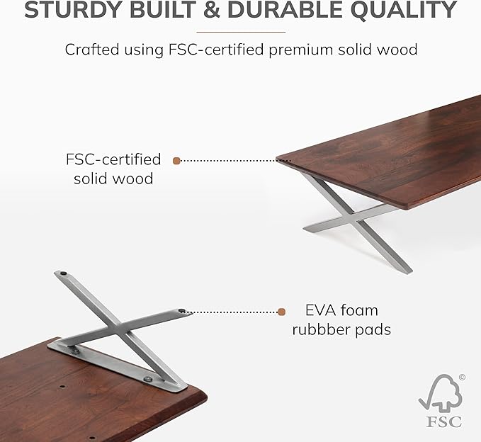 Anji Mountain Monitor Stand - Desktop Organizer & Laptop Riser, Ergonomic Monitor Riser, Space-Saving Monitor Stand for Desk, Durable Construction, Easy Assembly, Ideal for Home & Office,Black