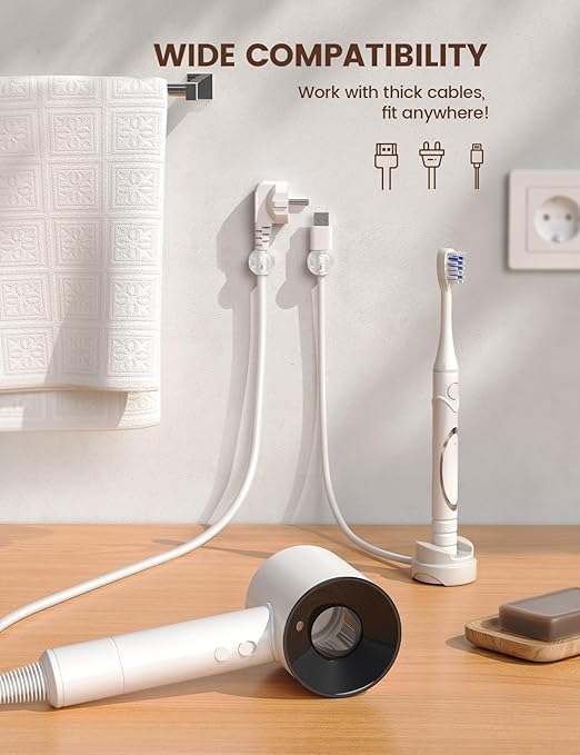 Lamicall 6Pack Clear Rotatable Cord Organizer - [1s Lock] Cable Clips Phone Charger Cord Holder, Desk Cable Management, Adhesive Wire Organizer for Nightstand, Office Accessories, Room Christmas Decor