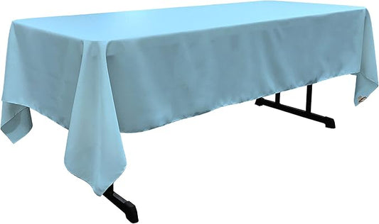 LA Linen Polyester Poplin Washable Rectangular Tablecloth, Stain and Wrinkle Resistant Table Cover 60x102, Fabric Table Cloth for Dinning, Kitchen, Party, Holiday 60 by 102-Inch, Turquoise Light
