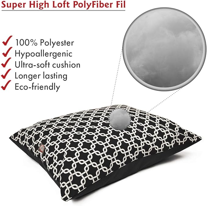 Majestic Pet Rectangle Large Dog Bed Washable – Non Slip Comfy Pet Bed – Dog Crate Bed Super Value Pillow Dog Bed – Dog Kennel Bed for Sleeping - Dog Bed Large Breed 46 x 35 Inch – Links Black