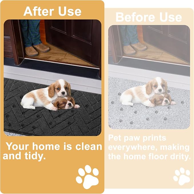 Tindbea Dog Bed Mat,Dirt Trapper Mud for Dogs,Mud for Dogs Large,Absorbent Door Mat Indoor for Muddy Paws,Soft Non-Slip Backing Pet Runner Rug for Inside Floor (20"x48",Charcoal)